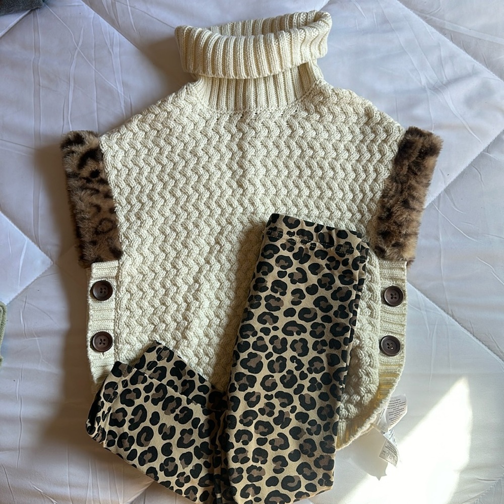 Girls 4T cow neck sweater & pants.